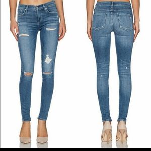 Agolde high rise destroyed denim skinny jeans